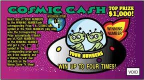 Cosmic Cash instant scratch ticket from Wisconsin Lottery - unscratched Cosmic Cash instant scratch ticket from Wisconsin Lottery - unscratched
