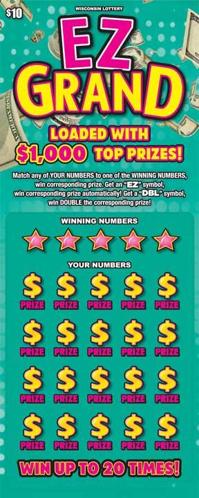 EZ Grand instant scratch ticket from Wisconsin Lottery - unscratched