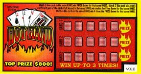 Hot Hand instant scratch ticket from Wisconsin Lottery - unscratched Hot Hand instant scratch ticket from Wisconsin Lottery - unscratched