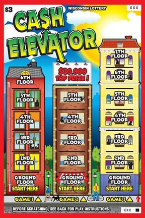 Cash Elevator instant scratch ticket from Wisconsin Lottery - unscratched