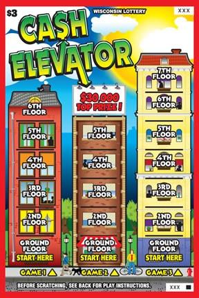 Cash Elevator instant scratch ticket from Wisconsin Lottery - unscratched Cash Elevator instant scratch ticket from Wisconsin Lottery - unscratched