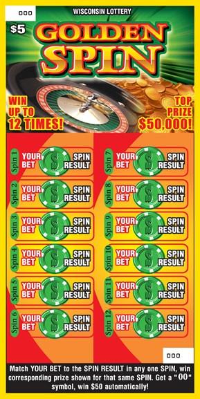 Golden Spin instant scratch ticket from Wisconsin Lottery - unscratched Golden Spin instant scratch ticket from Wisconsin Lottery - unscratched