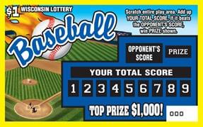 Baseball instant scratch ticket from Wisconsin Lottery - unscratched Baseball instant scratch ticket from Wisconsin Lottery - unscratched