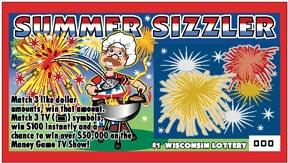 Summer Sizzler instant scratch ticket from Wisconsin Lottery - unscratched Summer Sizzler instant scratch ticket from Wisconsin Lottery - unscratched