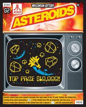 Asteroids instant scratch ticket from Wisconsin Lottery - unscratched Asteroids instant scratch ticket from Wisconsin Lottery - unscratched