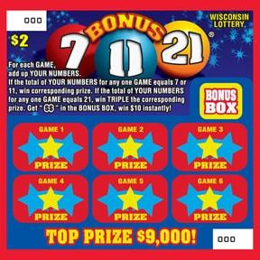 Bonus 7-11-21 instant scratch ticket from Wisconsin Lottery - unscratched Bonus 7-11-21 instant scratch ticket from Wisconsin Lottery - unscratched