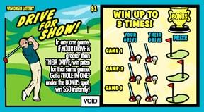Drive for Show instant scratch ticket from Wisconsin Lottery - unscratched Drive for Show instant scratch ticket from Wisconsin Lottery - unscratched