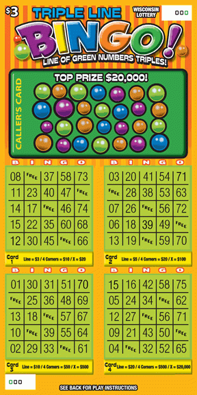 Triple Line Bingo instant scratch ticket from Wisconsin Lottery - unscratched Triple Line Bingo instant scratch ticket from Wisconsin Lottery - unscratched