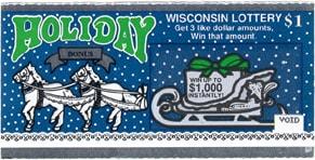 Holiday Bonus instant scratch ticket from Wisconsin Lottery - unscratched Holiday Bonus instant scratch ticket from Wisconsin Lottery - unscratched