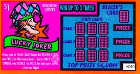 Lucky Joker instant scratch ticket from Wisconsin Lottery - unscratched Lucky Joker instant scratch ticket from Wisconsin Lottery - unscratched