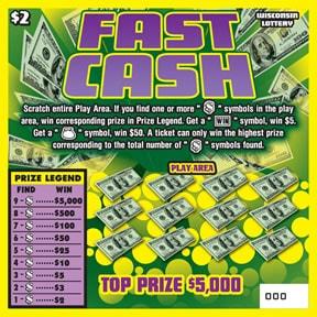 Fast Cash instant scratch ticket from Wisconsin Lottery - unscratched