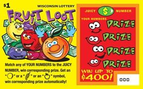 Fruit Loot instant scratch ticket from Wisconsin Lottery - unscratched Fruit Loot instant scratch ticket from Wisconsin Lottery - unscratched