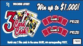 3 Card Cash instant scratch ticket from Wisconsin Lottery - unscratched 3 Card Cash instant scratch ticket from Wisconsin Lottery - unscratched