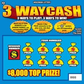 3 Way Cash instant scratch ticket from Wisconsin Lottery - unscratched