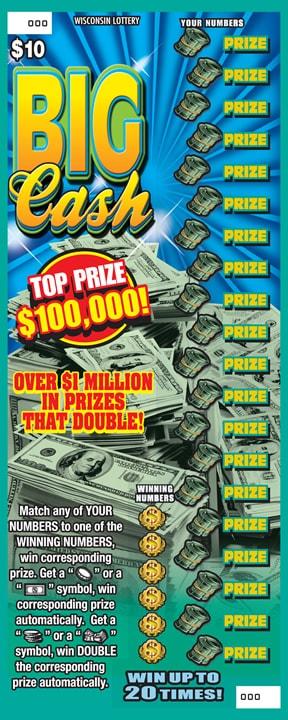 Big Cash instant scratch ticket from Wisconsin Lottery - unscratched Big Cash instant scratch ticket from Wisconsin Lottery - unscratched