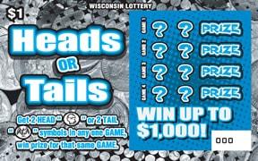 Heads or Tails instant scratch ticket from Wisconsin Lottery - unscratched Heads or Tails instant scratch ticket from Wisconsin Lottery - unscratched