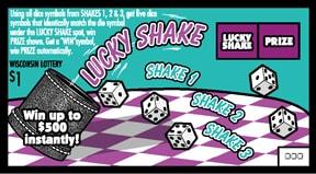 Lucky Shake instant scratch ticket from Wisconsin Lottery - unscratched Lucky Shake instant scratch ticket from Wisconsin Lottery - unscratched