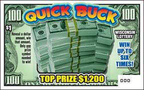 Quick Buck instant scratch ticket from Wisconsin Lottery - unscratched