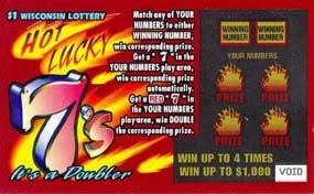 Hot Lucky 7's instant scratch ticket from Wisconsin Lottery - unscratched Hot Lucky 7's instant scratch ticket from Wisconsin Lottery - unscratched