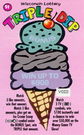 Triple Dip instant scratch ticket from Wisconsin Lottery - unscratched Triple Dip instant scratch ticket from Wisconsin Lottery - unscratched