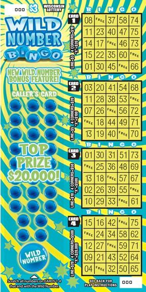 Wild Number Bingo instant scratch ticket from Wisconsin Lottery - unscratched