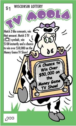 TV Moola instant scratch ticket from Wisconsin Lottery - unscratched TV Moola instant scratch ticket from Wisconsin Lottery - unscratched