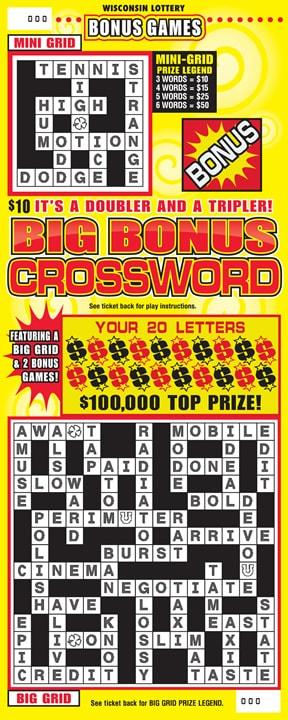 Big Bonus instant scratch ticket from Wisconsin Lottery - unscratched Big Bonus instant scratch ticket from Wisconsin Lottery - unscratched
