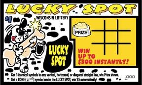 Lucky Spot instant scratch ticket from Wisconsin Lottery - unscratched Lucky Spot instant scratch ticket from Wisconsin Lottery - unscratched