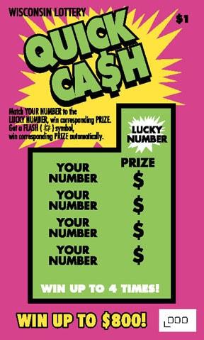Quick Cash instant scratch ticket from Wisconsin Lottery - unscratched Quick Cash instant scratch ticket from Wisconsin Lottery - unscratched