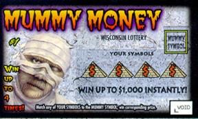 Mummy Money instant scratch ticket from Wisconsin Lottery - unscratched Mummy Money instant scratch ticket from Wisconsin Lottery - unscratched