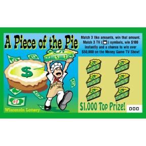 Piece of the Pie instant scratch ticket from Wisconsin Lottery - unscratched Piece of the Pie instant scratch ticket from Wisconsin Lottery - unscratched