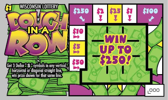 Dough in a Row instant scratch ticket from Wisconsin Lottery - unscratched Dough in a Row instant scratch ticket from Wisconsin Lottery - unscratched