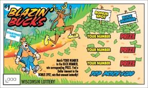 Blazin' Bucks instant scratch ticket from Wisconsin Lottery - unscratched Blazin' Bucks instant scratch ticket from Wisconsin Lottery - unscratched