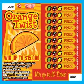 Orange Twist instant scratch ticket from Wisconsin Lottery - unscratched Orange Twist instant scratch ticket from Wisconsin Lottery - unscratched