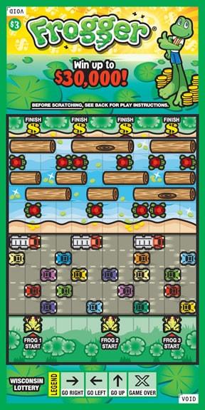 Frogger instant scratch ticket from Wisconsin Lottery - unscratched Frogger instant scratch ticket from Wisconsin Lottery - unscratched