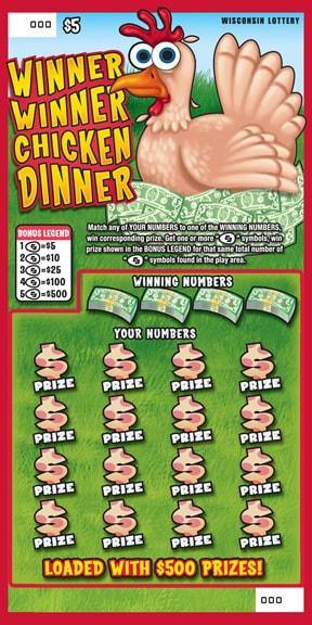 Winner Winner Chicken Dinner instant scratch ticket from Wisconsin Lottery - unscratched Winner Winner Chicken Dinner instant scratch ticket from Wisconsin Lottery - unscratched