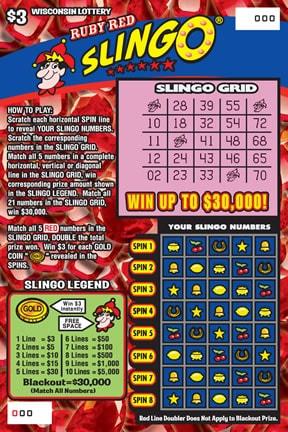 Ruby Red Slingo instant scratch ticket from Wisconsin Lottery - unscratched Ruby Red Slingo instant scratch ticket from Wisconsin Lottery - unscratched