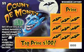 Holiday Series Count De' Money instant scratch ticket from Wisconsin Lottery - unscratched