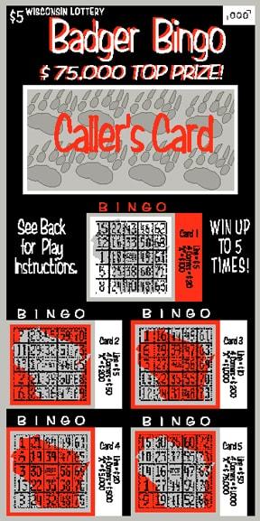 Badger Bingo instant scratch ticket from Wisconsin Lottery - unscratched Badger Bingo instant scratch ticket from Wisconsin Lottery - unscratched