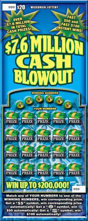 Cash Blowout instant scratch ticket from Wisconsin Lottery - unscratched
