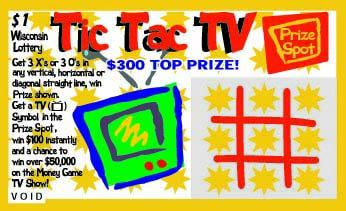 Tic Tac TV instant scratch ticket from Wisconsin Lottery - unscratched Tic Tac TV instant scratch ticket from Wisconsin Lottery - unscratched