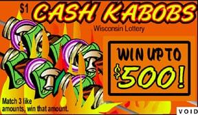 Cash Kabobs instant scratch ticket from Wisconsin Lottery - unscratched Cash Kabobs instant scratch ticket from Wisconsin Lottery - unscratched