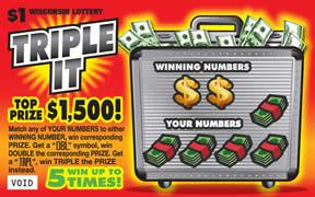 Triple It instant scratch ticket from Wisconsin Lottery - unscratched Triple It instant scratch ticket from Wisconsin Lottery - unscratched