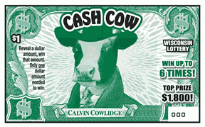 Cash Cow instant scratch ticket from Wisconsin Lottery - unscratched