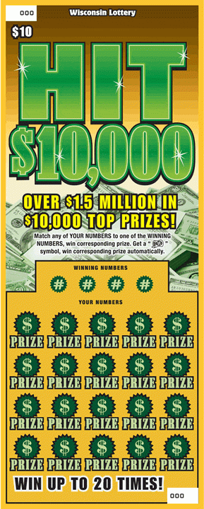 Hit $10,000 instant scratch ticket from Wisconsin Lottery - unscratched Hit $10,000 instant scratch ticket from Wisconsin Lottery - unscratched