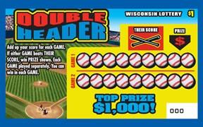 Double Header instant scratch ticket from Wisconsin Lottery - unscratched Double Header instant scratch ticket from Wisconsin Lottery - unscratched