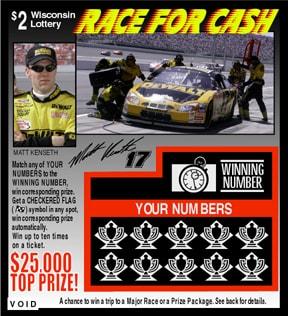 Race for the Cash instant scratch ticket from Wisconsin Lottery - unscratched Race for the Cash instant scratch ticket from Wisconsin Lottery - unscratched