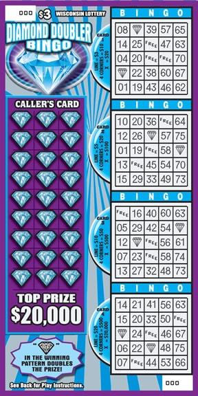 Diamond Doubler Bingo instant scratch ticket from Wisconsin Lottery - unscratched