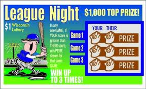 League Night instant scratch ticket from Wisconsin Lottery - unscratched League Night instant scratch ticket from Wisconsin Lottery - unscratched