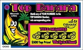 Top Banana instant scratch ticket from Wisconsin Lottery - unscratched Top Banana instant scratch ticket from Wisconsin Lottery - unscratched
